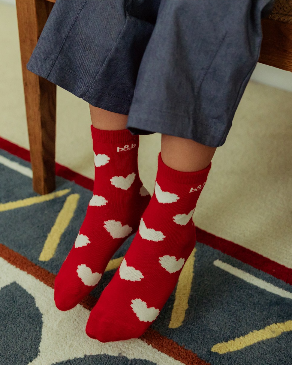 Red Heart Pattern Socks