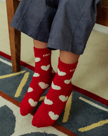 Red Heart Pattern Socks