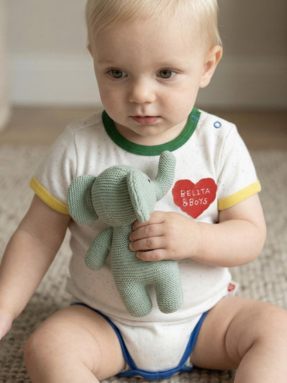 BABY Ivory BB Heart Rib Trim Bodysuit