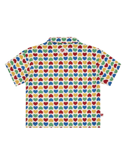 [SET] Cream Rainbow Heart Polysucker Shirt & Shorts