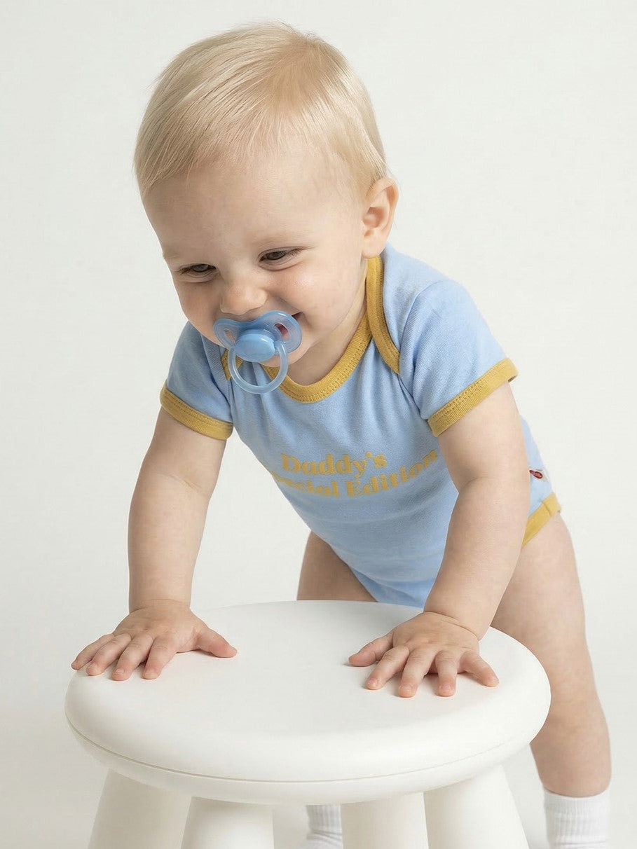 BABY Light Blue Daddy Short Bodysuit