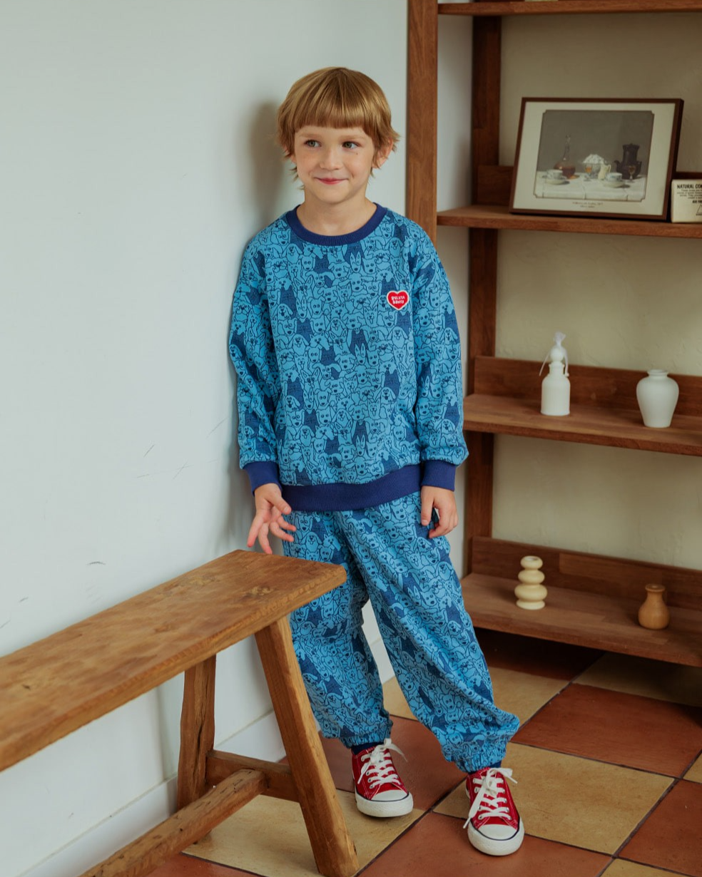 [SET] Blue Dog Pattern Jogger