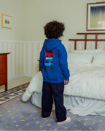 Blue Bus and Truck Zip Up Hood