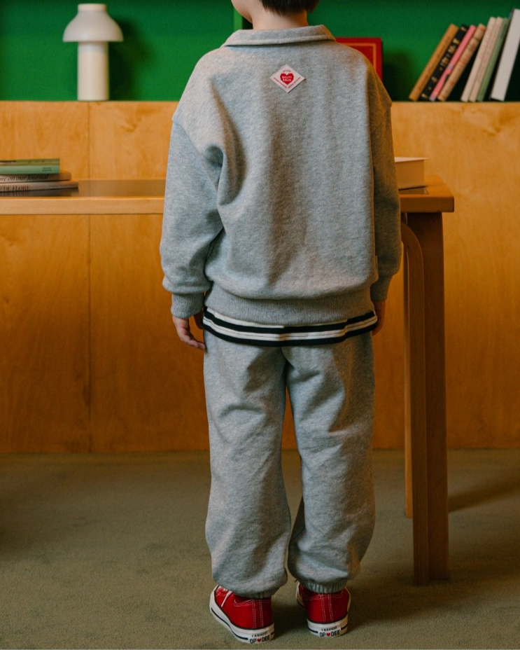 [SET] Melange Grey BB Heart Collar Jogger