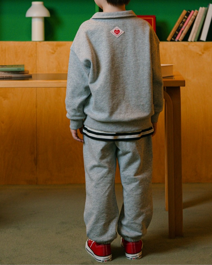 [SET] Melange Grey BB Heart Collar Jogger