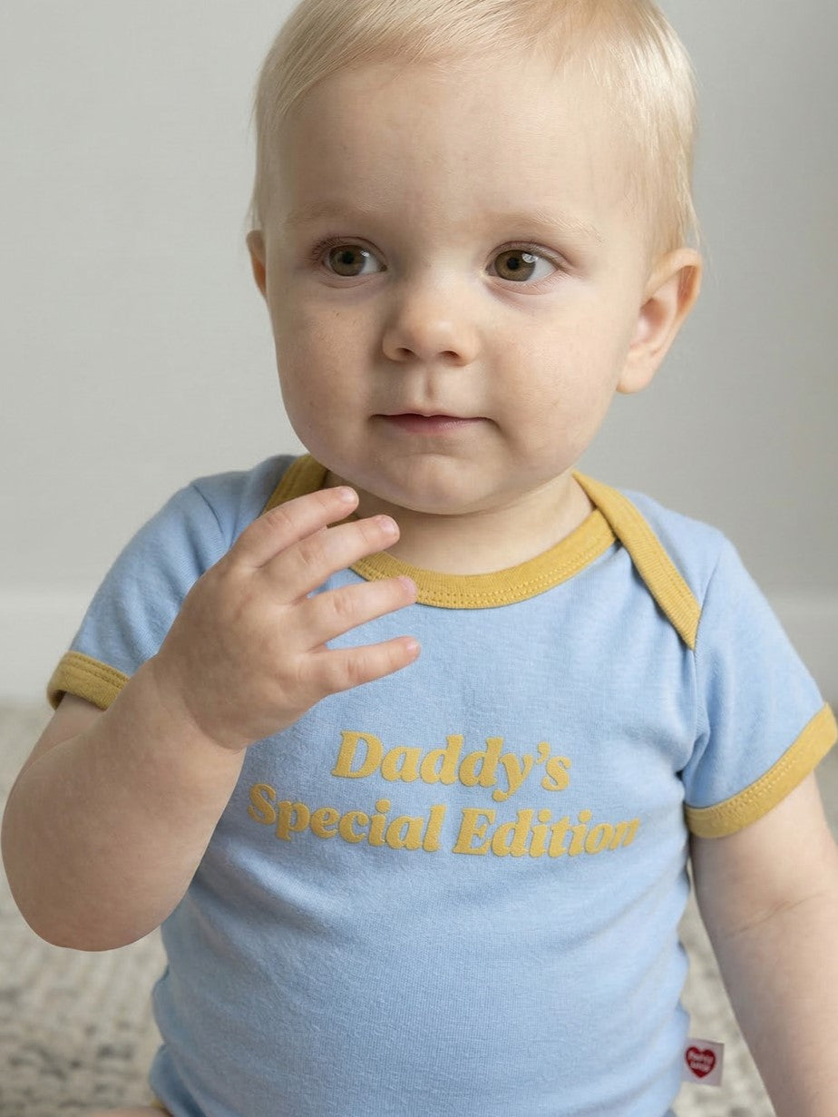 BABY Light Blue Daddy Short Bodysuit