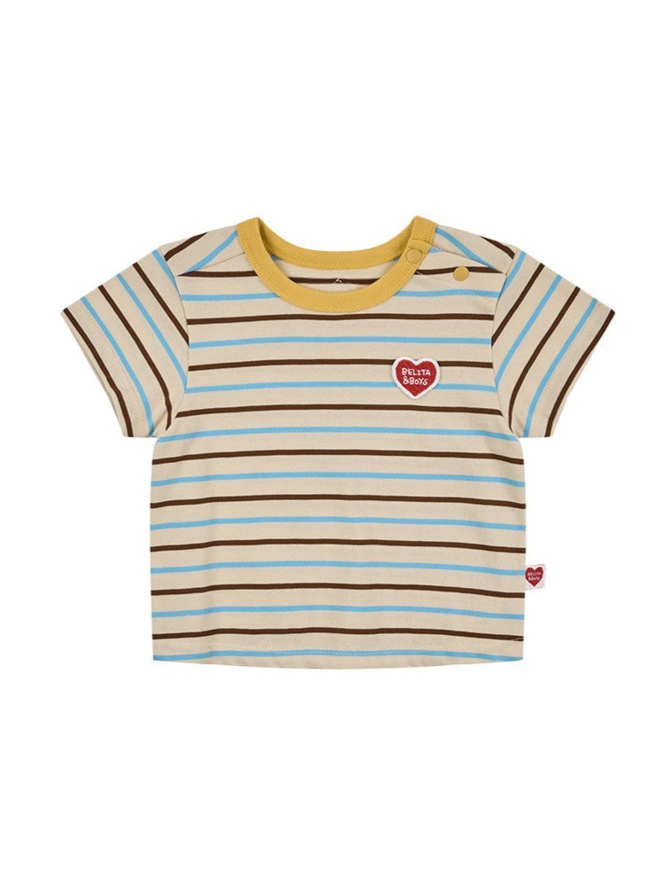 [BABY SET] Yellow BB Heart Multi Stripe Shorts