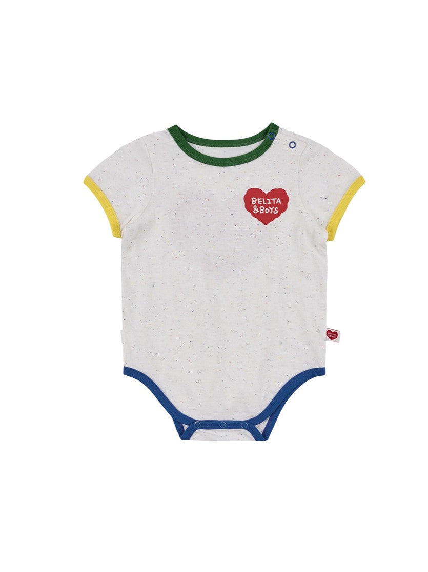 BABY Ivory BB Heart Rib Trim Bodysuit