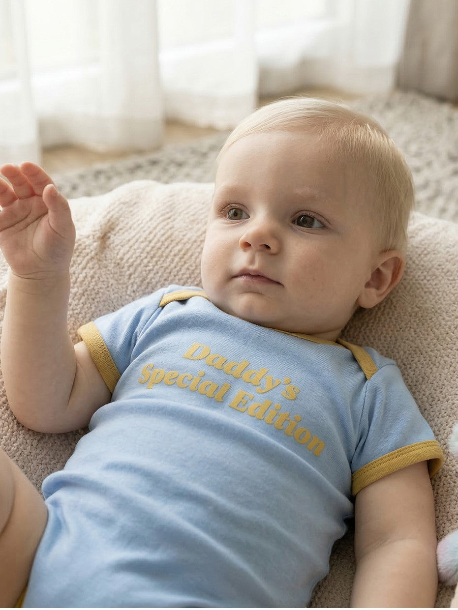 BABY Light Blue Daddy Short Bodysuit