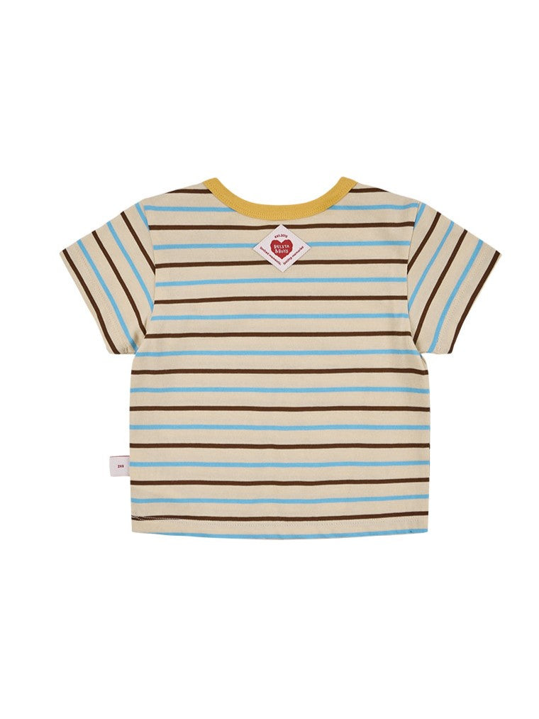 [BABY SET] Yellow BB Heart Multi Stripe Shorts