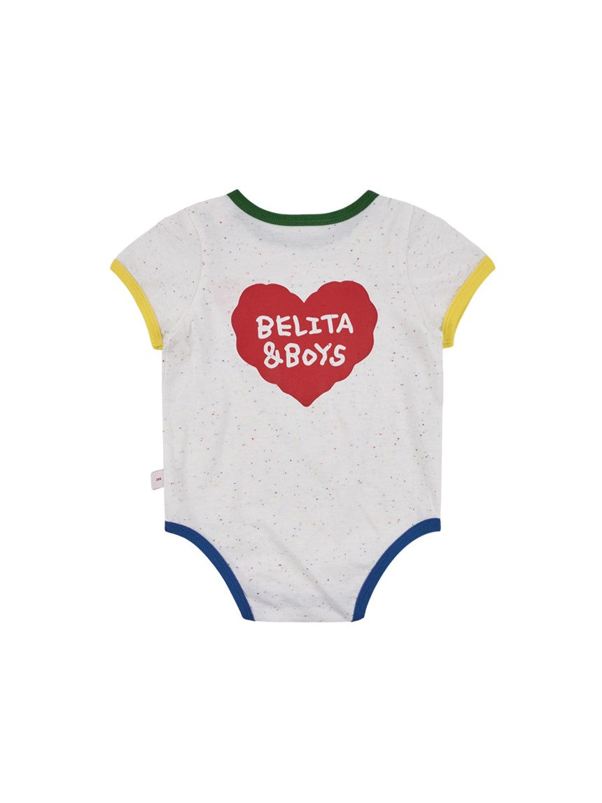 BABY Ivory BB Heart Rib Trim Bodysuit
