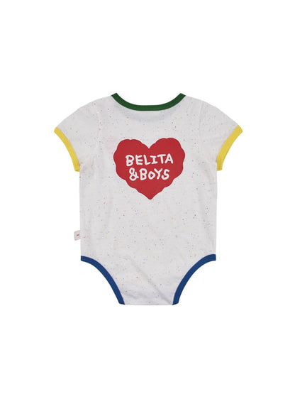 BABY Ivory BB Heart Rib Trim Bodysuit