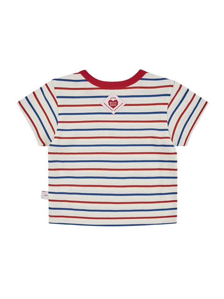 [BABY SET] Red BB Heart Multi Stripe Shorts