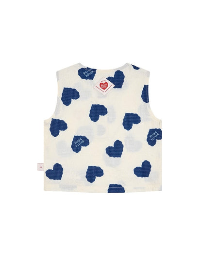 [BABY SET] Blue Heart Pattern Polysucker Sleeveless Shorts