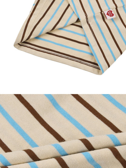 [BABY SET] Yellow BB Heart Multi Stripe Shorts