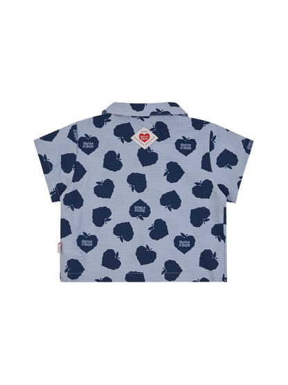 [BABY SET] Navy Bubble Apple Polysucker Shirt & Shorts