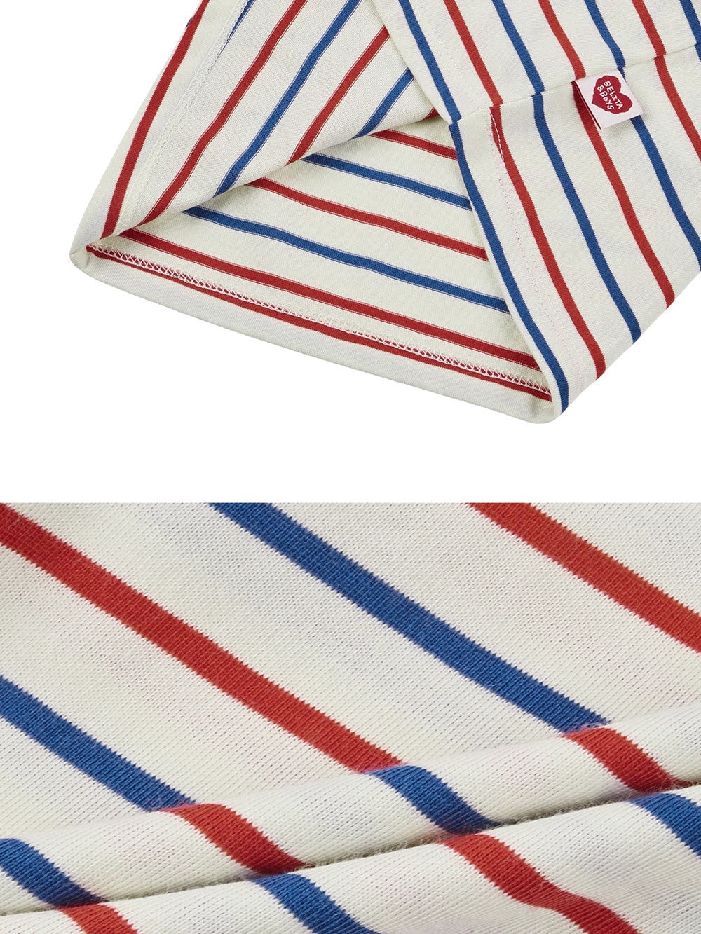 [BABY SET] Red BB Heart Multi Stripe Shorts