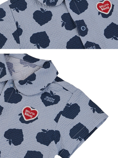 [BABY SET] Navy Bubble Apple Polysucker Shirt & Shorts