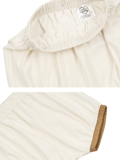 [BABY SET] Yellow Cowboy Half Color Block Collar Shirt & Shorts