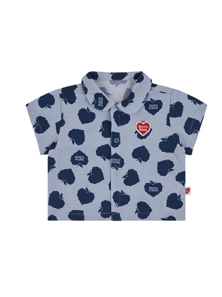 [BABY SET] Navy Bubble Apple Polysucker Shirt & Shorts