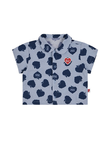 [BABY SET] Navy Bubble Apple Polysucker Shirt & Shorts