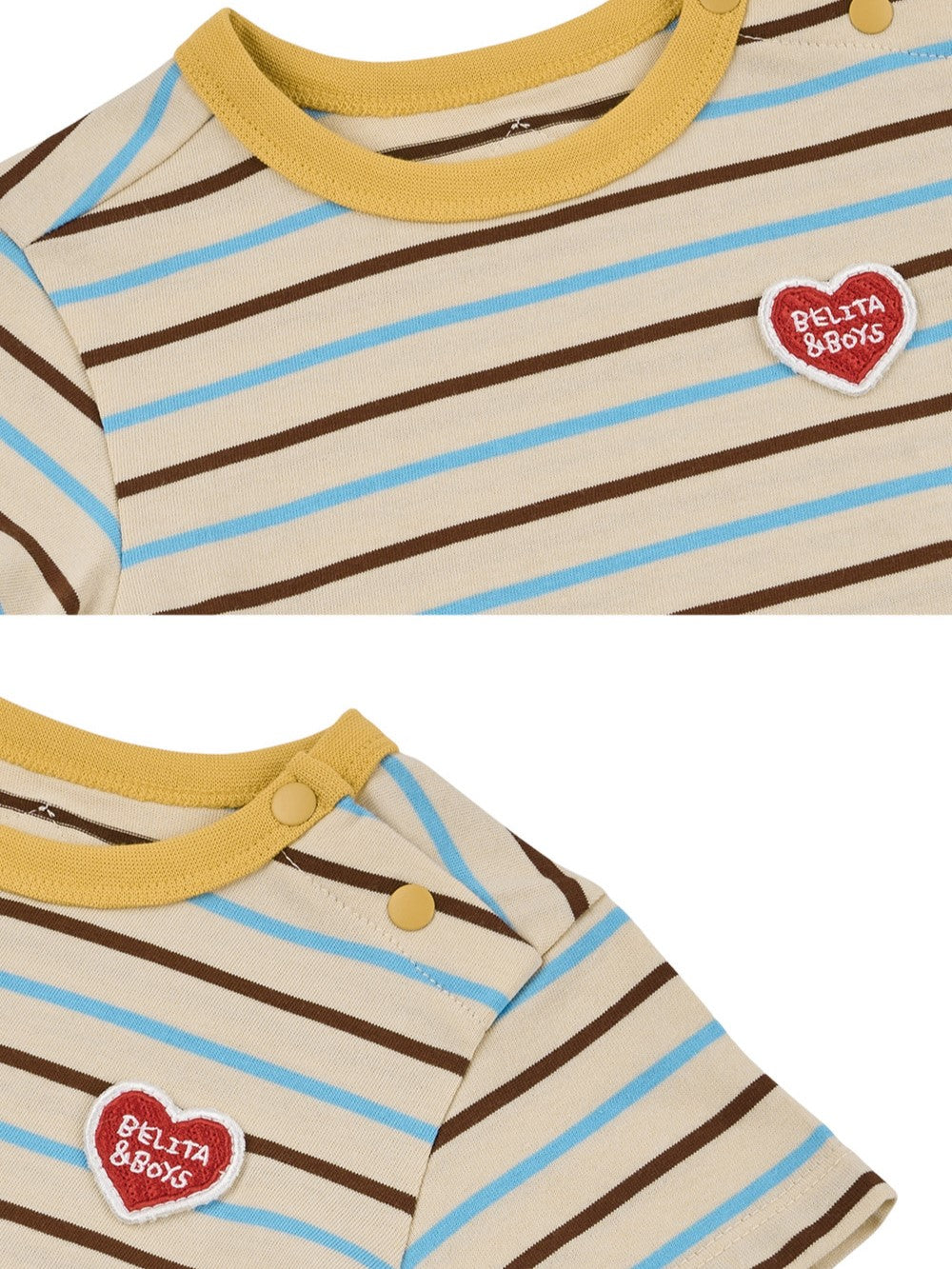 [BABY SET] Yellow BB Heart Multi Stripe Shorts