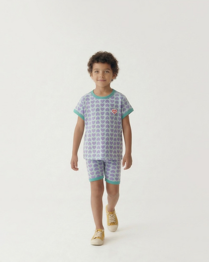 Violet BB Heart Pattern One Mile Shorts