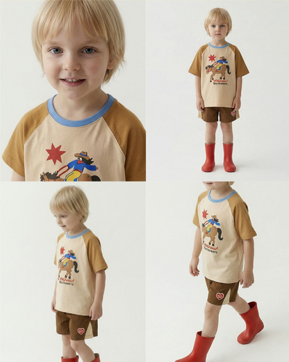 Brown BB Heart Edge Color Block Shorts