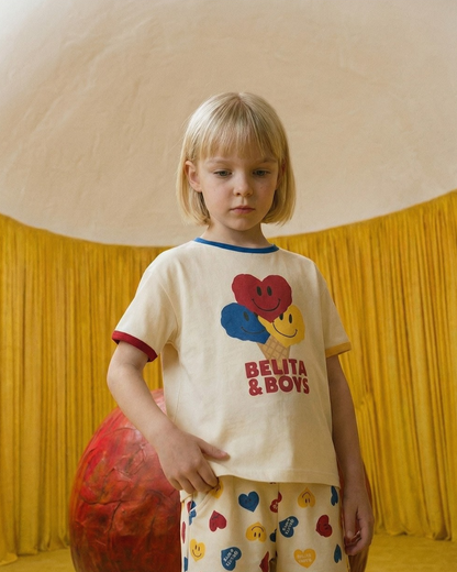 Cream Smile Heart Short Sleeve