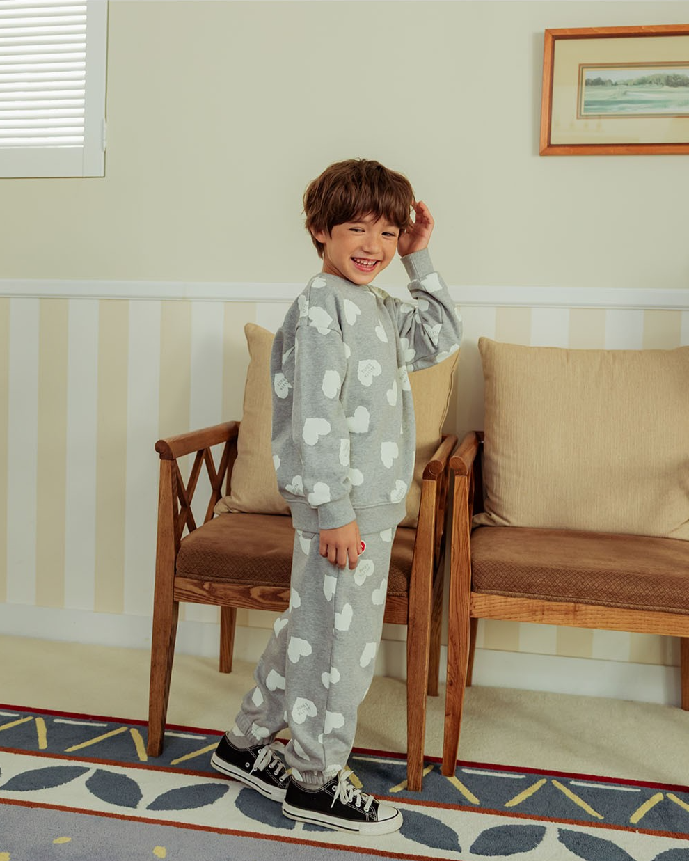 [SET] Grey BB Heart Pattern Jogger