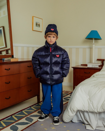 Navy BB Heart Short Beanie