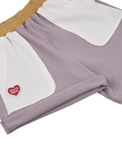 Violet BB Heart Pocket Color Block Waffle Shorts