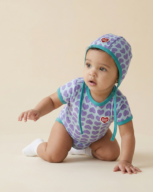 BABY Violet BB Heart Pattern Bonnet