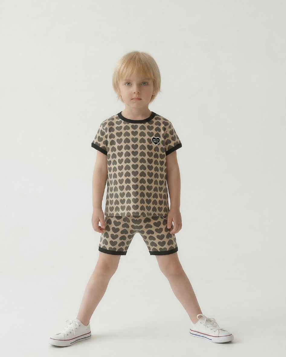 Charcoal BB Heart Pattern One Mile Shorts