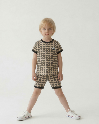 Charcoal BB Heart Pattern One Mile Shorts