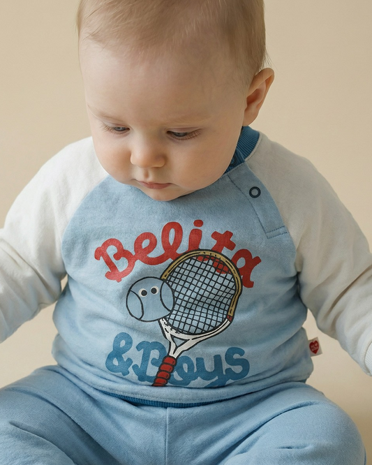 [BABY SET] Light Blue Tennis Color Block Jogger