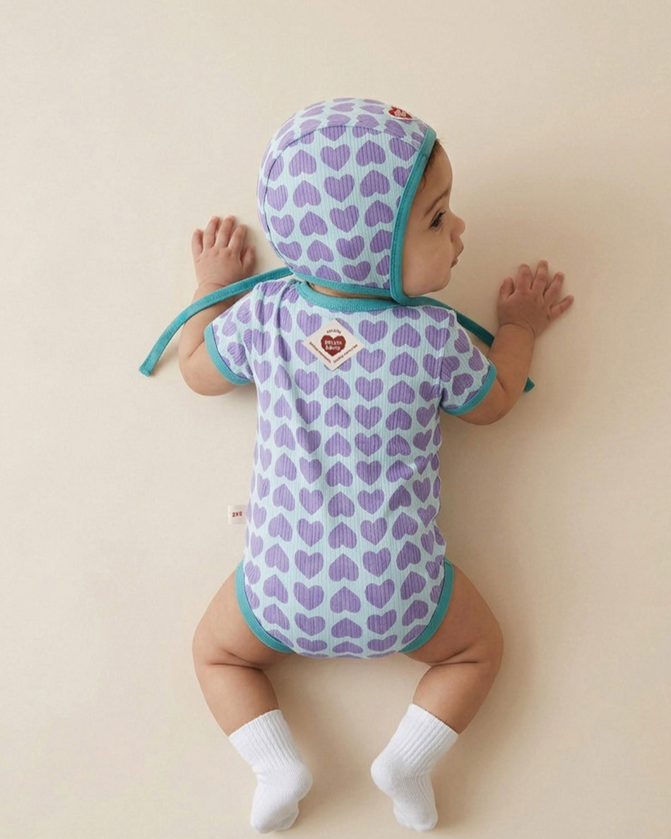BABY Violet BB Heart Pattern Bonnet
