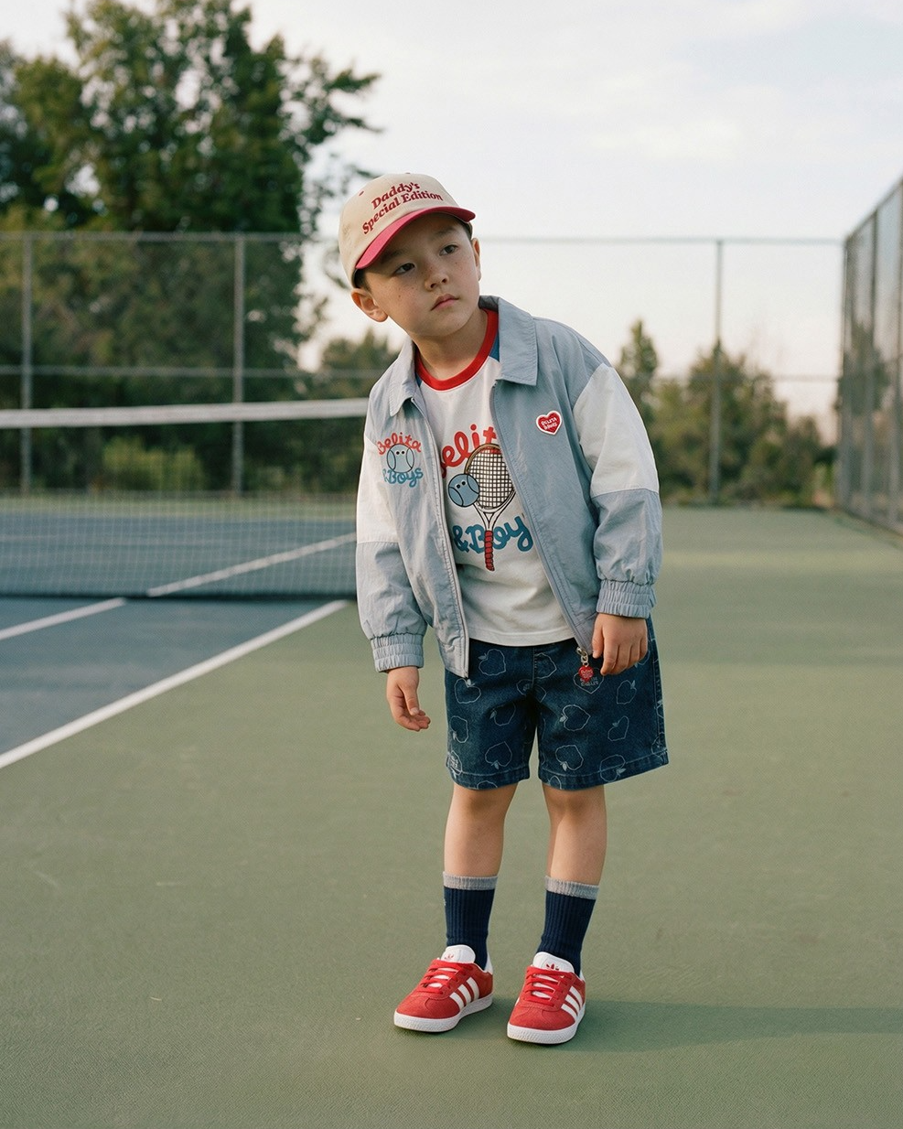 Light Blue Tennis Color Block Collar Windbreaker