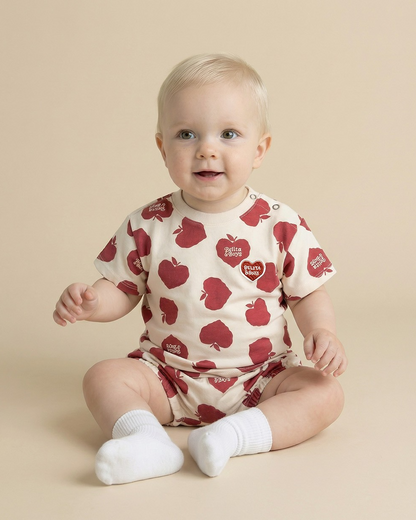 [BABY SET] Red Bubble Apple Pattern Shorts