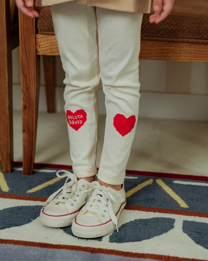 Cream Double Heart Leggings