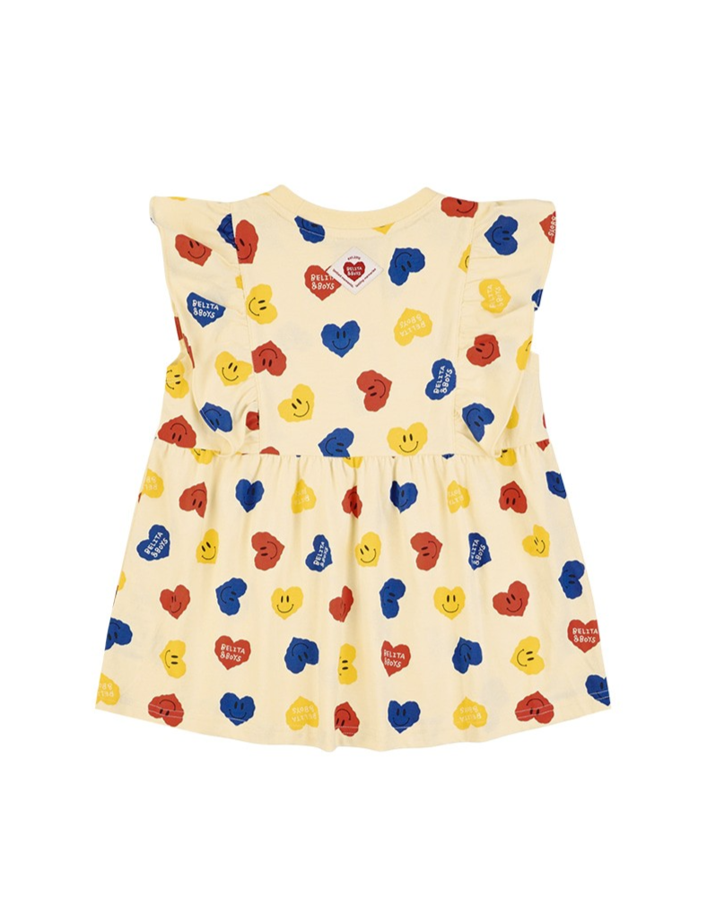 [GIRL SET] Light Yellow Smile Heart Pattern Blouse & Shorts