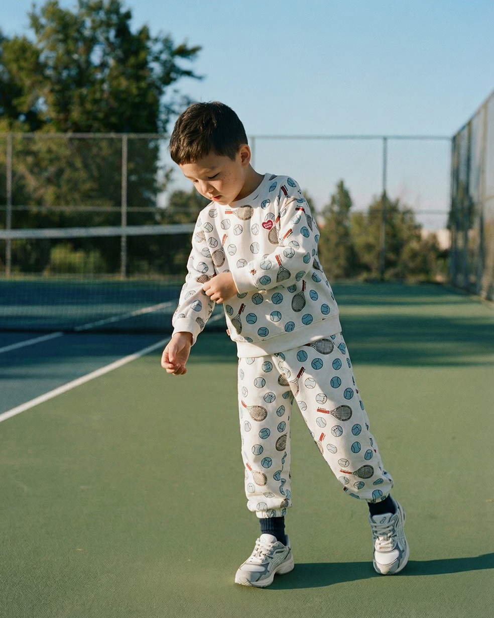 [SET] Ivory Tennis Pattern Jogger