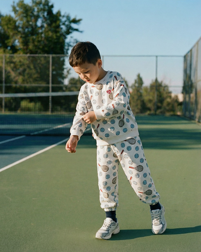 [SET] Ivory Tennis Pattern Jogger