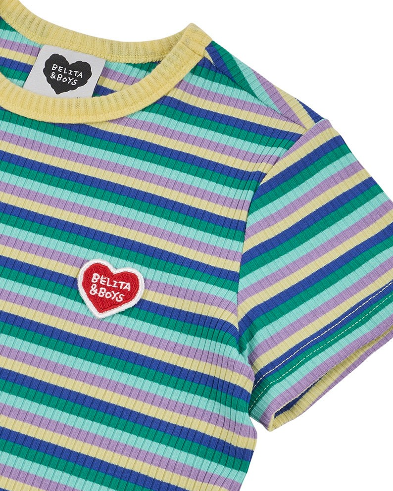 [SET] Light Yellow Colorful Stripe Short One Mile