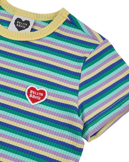 [SET] Light Yellow Colorful Stripe Short One Mile
