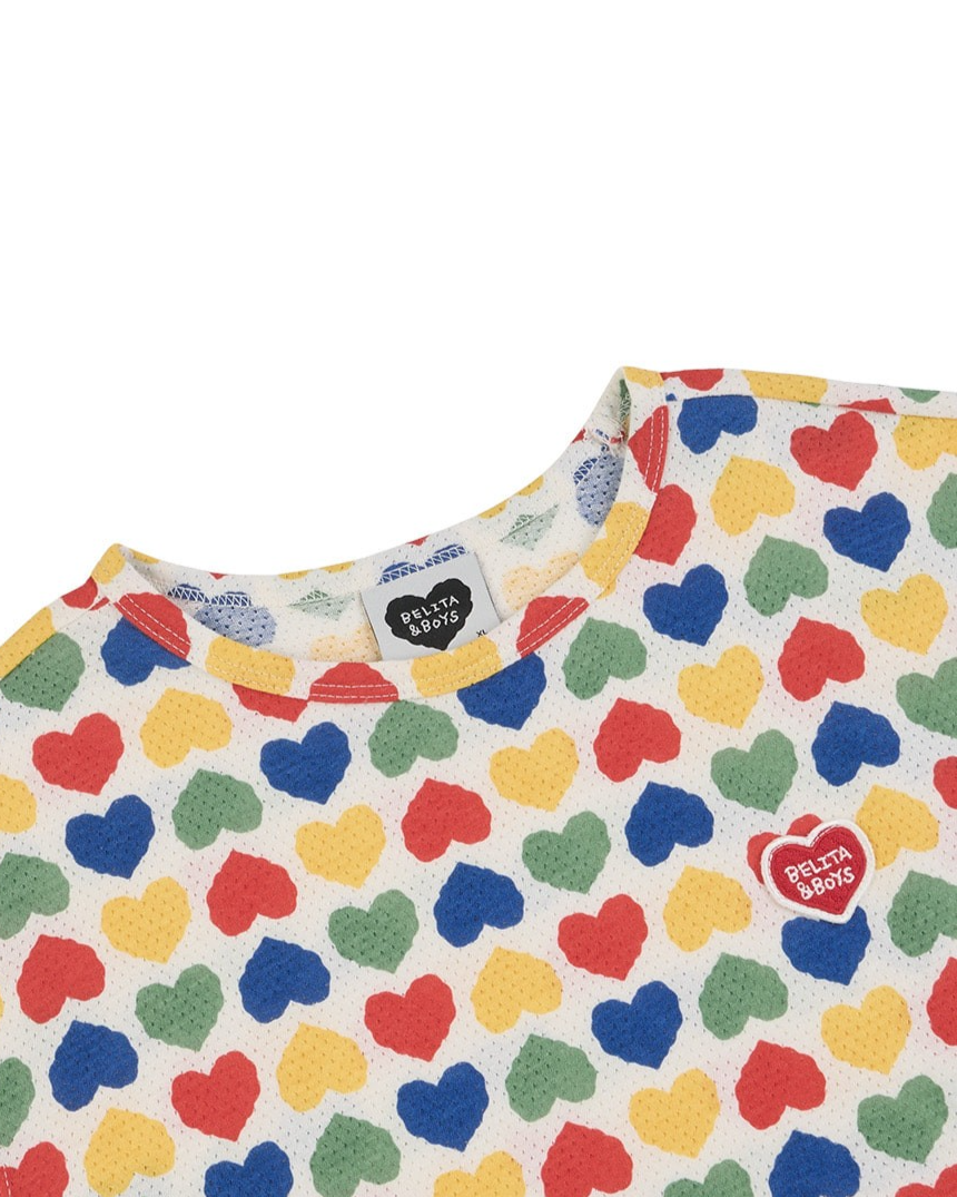 [SET] Cream Rainbow Heart Mesh Sleeveless Shorts