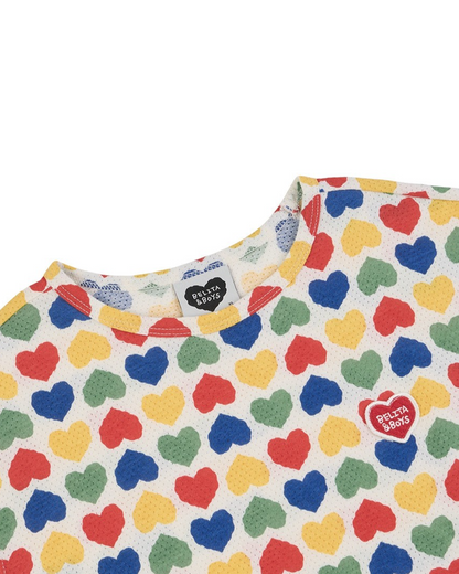 [SET] Cream Rainbow Heart Mesh Sleeveless Shorts