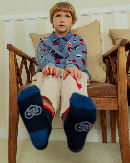 Navy BB Heart Rib Socks