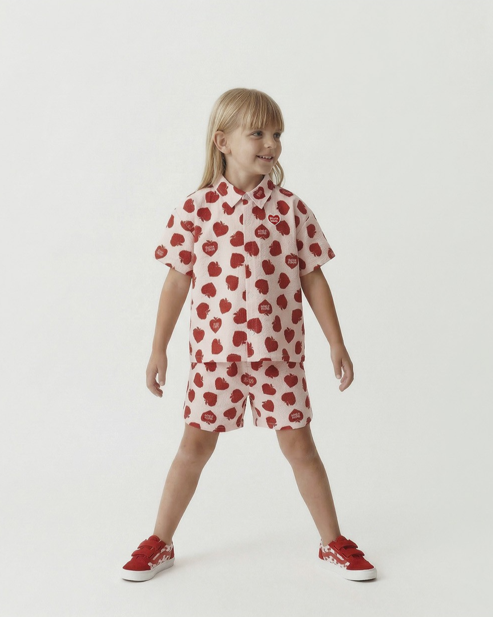 [SET] Red Bubble Apple Polysucker Shirt & Shorts