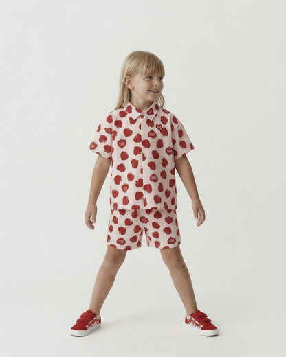 [SET] Red Bubble Apple Polysucker Shirt & Shorts
